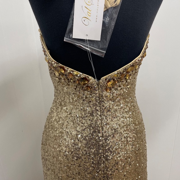 Val Stefani Moonlight Design Gold Sequin Strapless Gown Size 8 Prom Pageant NWT - Picture 6 of 13